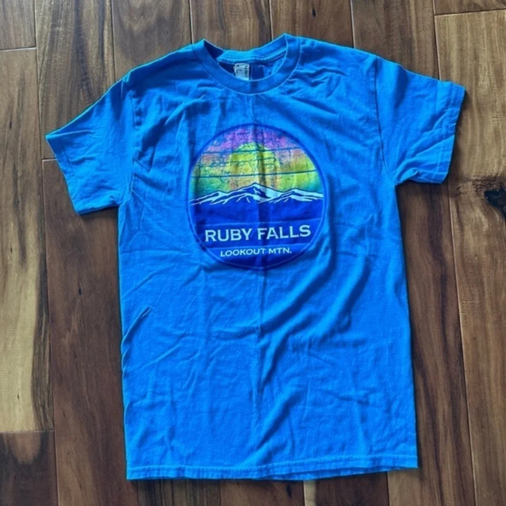 Ruby Falls Lookout Mountain Blue Graphic Tee size Small